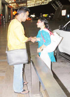 Ajay, Kajal spotted at airport