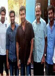 Suriya at Santhanam's Settai movie set