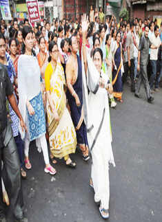 Petrol price hike: Mamata Banerjee stages protest