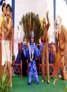 Students performing a play