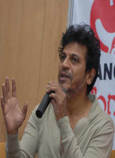 Geetha, Shivarajkumar meet the press in Bangalore