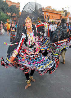 Colorful procession of Gangaur