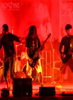 Downtroddence band performs at a concert