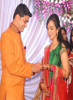 Tejal Rakshamwar and Rahul Rahudkar's ring ceremony