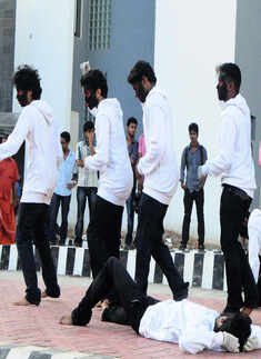 Students perform mime for a cause