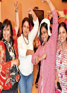 (L-R) Gunjan, Neelam and Jyoti during the party Photogallery - Times of India