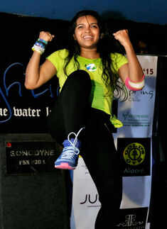 Natalie Poteshaw during a Zumbathon event, held at Spring Club Photogallery - Times of India