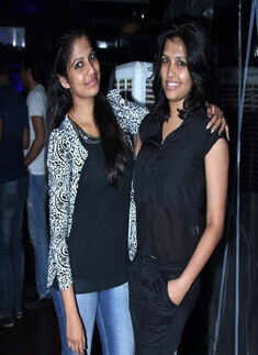 Theertha and Neha during a party held Photogallery Times of India