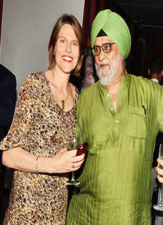 Natalie Daalder and Bishan Singh Bedi during a food and wine event Photogallery - Times of India