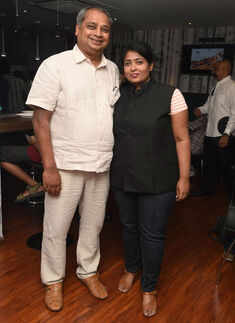 Anand and Meena during the launch of a new waffles joint