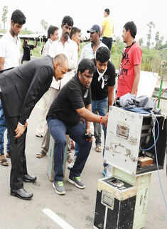 On the sets of Telugu movie