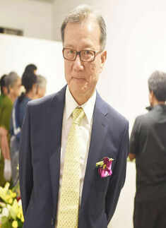 Kyungsoo Kim during a Korean Flower Art exhibition