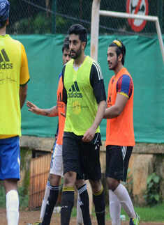Abhishek Bachchan during the All Stars Football Club (ASFC) practise session