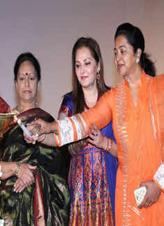 Celebs light the traditional lamp during the trailer launch of Kollywood movie