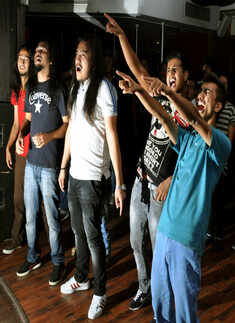 Revellers during a rock and roll night