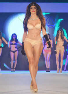 A model walks the ramp during amant&eacute; Lingerie Fashion Show
