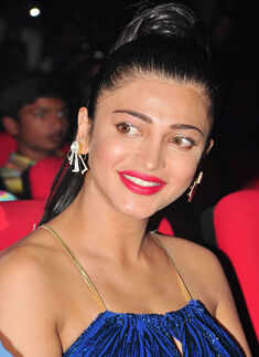 Shruti Haasan during the music launch of Telugu movie