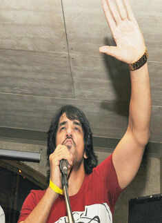 Ashok Masti performs during the birthday party