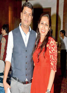 Amit and Pallavi during Bombay Velvet theme party