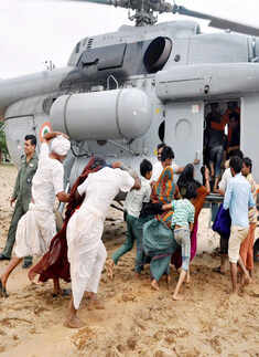 Indian Air Force personnel carrying out rescue operations