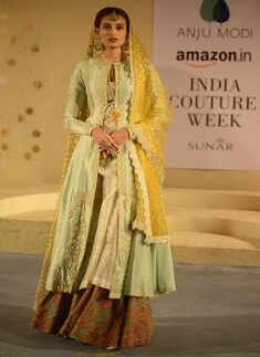 A model walks the ramp for Anju Modi's show