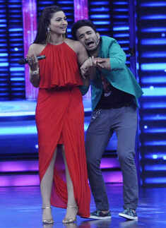 Gauhar Khan and Raghav Juyal on the sets of reality show