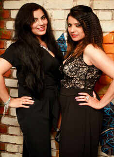 Anuja and Gayathri during a cocktail party