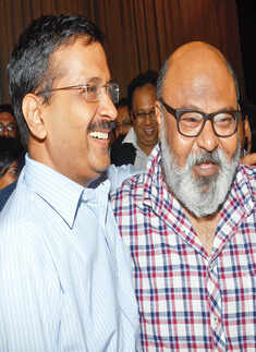 Arvind Kejriwal with Saurabh Shukla