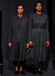 Models showcase a creation