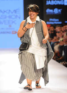 Fashion designer Urvashi Kaur takes a bow
