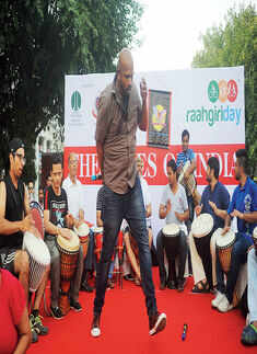 Participants perform during Raahgiri Day