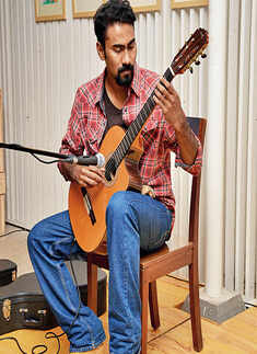 Akram Ul Haq performs during a musical evening