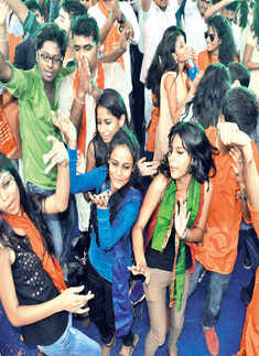 The students showing off their moves at the venue