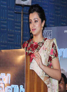 Trisha speaks during the trailer launch