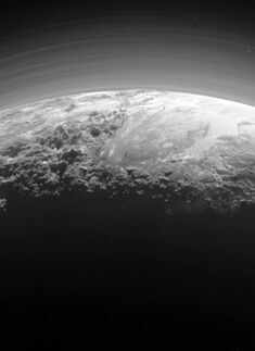 Pluto in backlit panorama