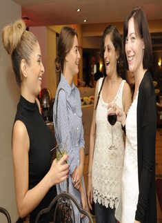 Rhionan, Sam, Neeta Singh and Clare during the drinks reception