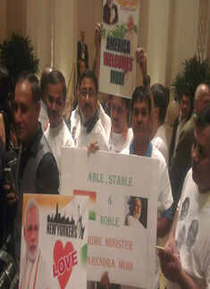 Supporters of Modi held posters