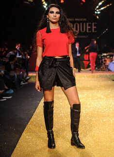 A model walks the ramp