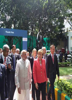 ​Merkel, 61, who is on a three-day official visit to India