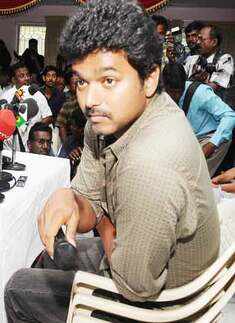 Vijay at a press meet