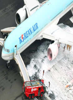 Korean air plane catches fire, 300 evacuated