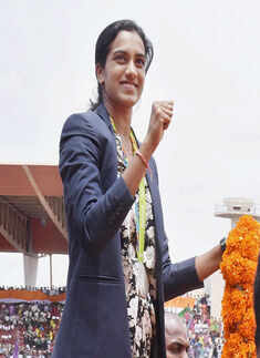 PV Sindhu receives grand welcome