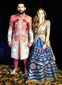 Yuvraj Singh & Hazel Keech's reception Photos