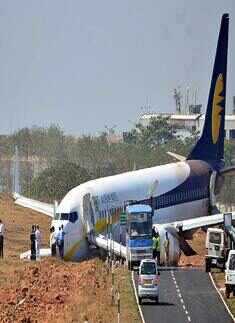 Jet Airways plane skids off Goa runway, 12 hurt