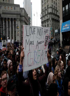 Photo story: New York high schoolers skip class to protest Trump