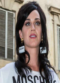 Katy Perry flaunts an outfit by Moshino