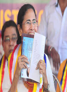 Mamata Banerjee smiles at a programme