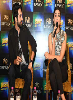 Parineeti Chopra speaks to media as Ayushmann Khurrana looks on