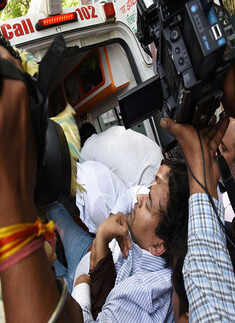 Kapil Mishra being taken to hospital