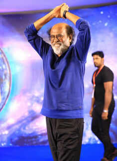 Rajinikanth gets clicked on the stage
